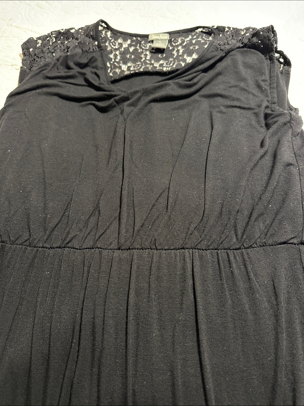Neiman Marcus Black Lace-Yoke Maxi Dress
